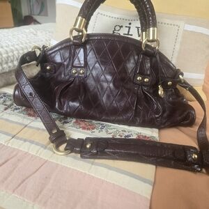 Brahmin Dark Brown Quilted Shoulder Bag